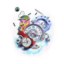 broken stopwatch tattoo design idea