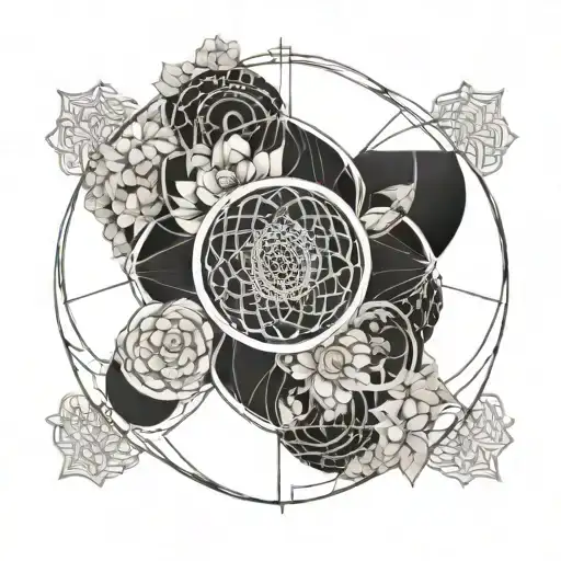 fibonacci sequence spiral and flower of life tattoo design idea