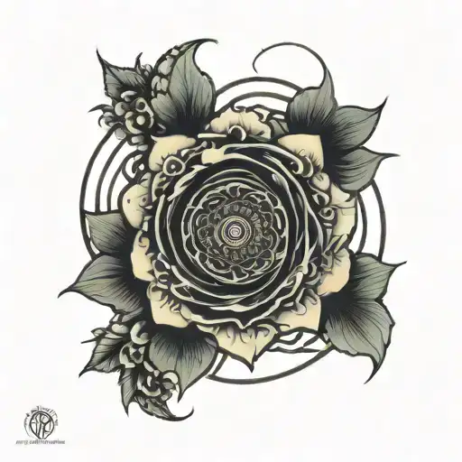 fibonacci sequence spiral and flower of death tattoo design idea