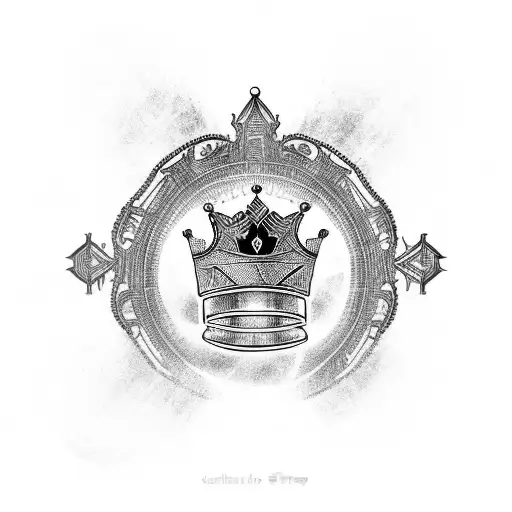 King in throne is crowned tattoo design idea