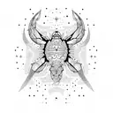 A dotwork design of the Scorpio and Pisces constellations, with intricate linework connecting the stars. tattoo design idea
