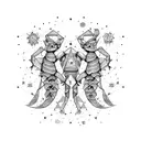 A dotwork design of the Scorpio and Pisces constellations, with intricate linework connecting the stars. tattoo design idea