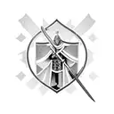 crusader knight on one knee holding sword  tattoo design idea
