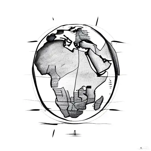 Africa continent with culture  tattoo design idea