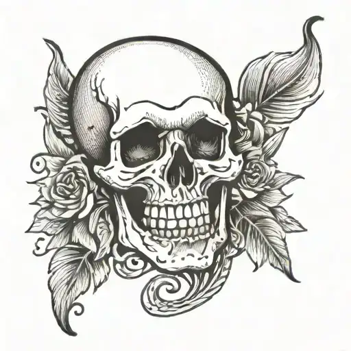 skull with happy face above and sad face velow tattoo design idea