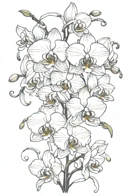 orchid dark fantasy tattoo design idea