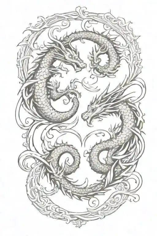 Twin dragons going tattoo design idea
