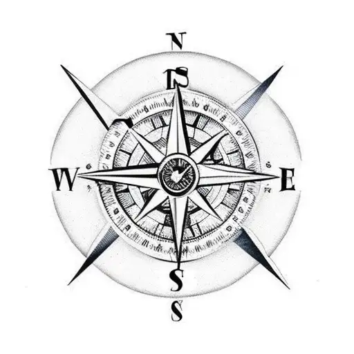A compass and clock combined into one intricate design tattoo design idea