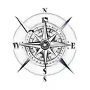 A compass and clock combined into one intricate design tattoo design idea