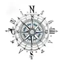 A compass and clock combined into one intricate design tattoo design idea