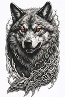 death wolf with red eyes tattoo design idea