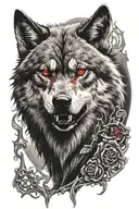 death wolf with red eyes tattoo design idea