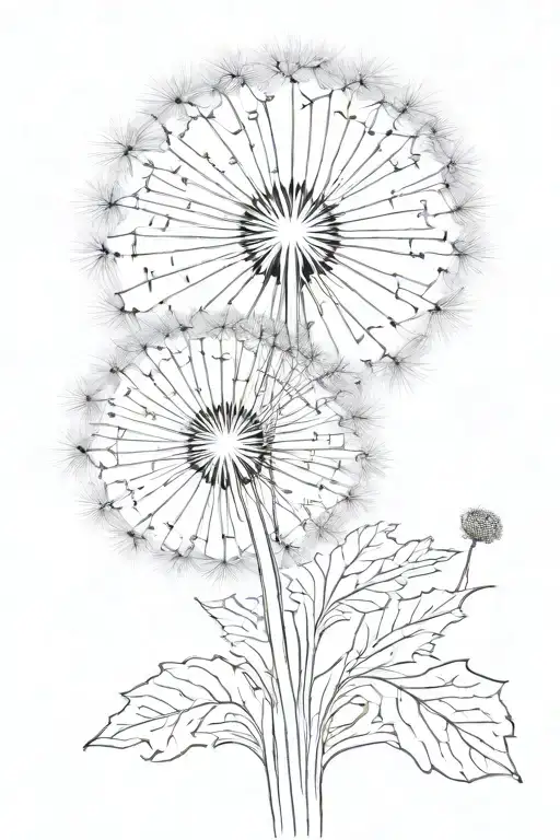 Dandelion Head: The overall shape starts broad and rounded, with a well-defined circular outline. The artist can use a s tattoo design idea