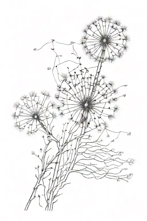 A dandelion and neurons and its spine tattoo tattoo design idea