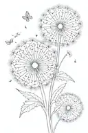 Dandelion Head: The overall shape starts broad and rounded, with a well-defined circular outline. The artist can use a s tattoo design idea