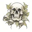 score_9, score_8_up, score_7_up,nsfw,Fantasy,Unreal Engine 5,BREAK,a human skull lies on the ground, out of it grows a t tattoo design idea