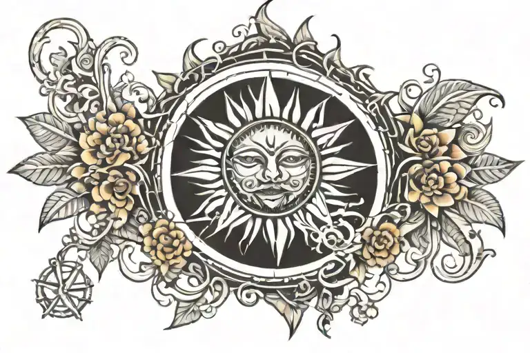 sun and consistency commitment discipline tattoo design idea