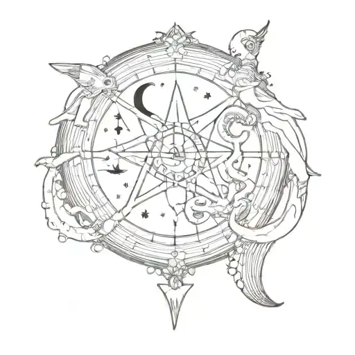 Gemini, Capricorn and Pisces zodiac tattoo design idea
