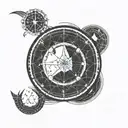 Gemini, Capricorn and Pisces zodiac constellation in circle with crescent moon in the Center tattoo design idea