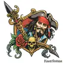 pirates of Caribbean ship and pirate jack sparrow tattoo design idea