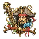 pirates of Caribbean ship and pirate jack sparrow tattoo design idea