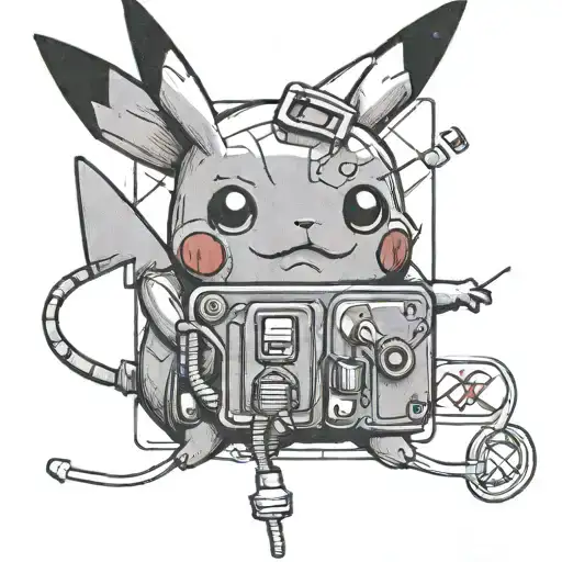 Pikachu with defibrillator tattoo design idea