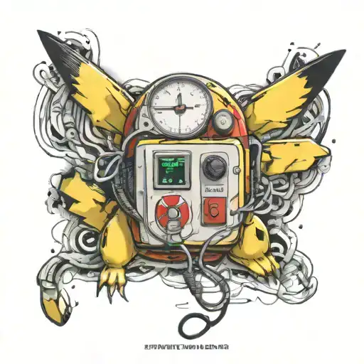 Pikachu with defibrillator tattoo design idea