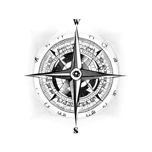 compass without north and a Road crossing by tattoo design idea