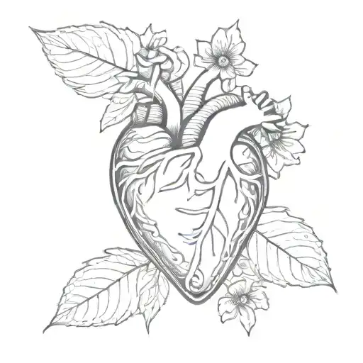 mini heart tattoo with K and N hidden tattoo design idea