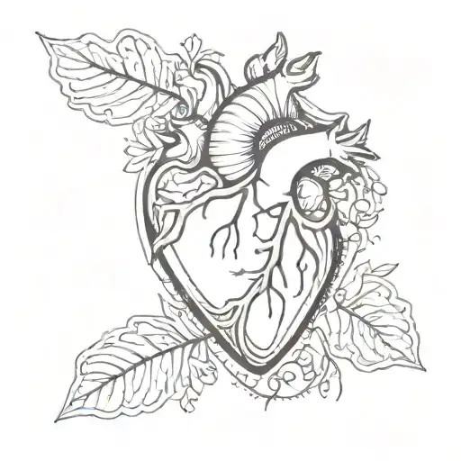 mini heart tattoo with K and N hidden tattoo design idea