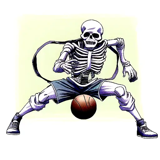 basketball skeleton  tattoo design idea
