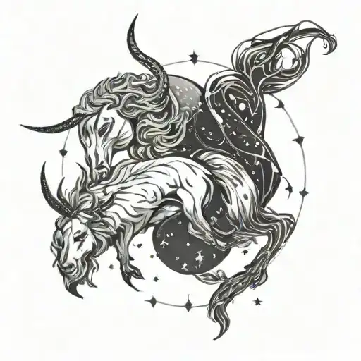 capricorn and leo constellation tattoo design idea