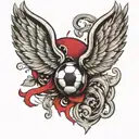 soccer ball wings wrapped tattoo design idea