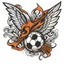 soccer ball wings wrapped tattoo design idea