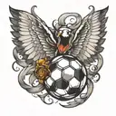 soccer ball wings wrapped tattoo design idea