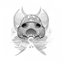 dague from solo leveling inside a circle tattoo design idea