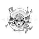 dague from solo leveling inside a circle tattoo design idea