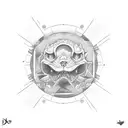 dague from solo leveling inside a circle tattoo design idea