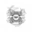 dague from solo leveling inside a circle tattoo design idea