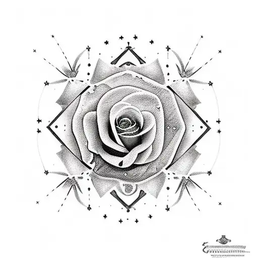 gladiator with taurus constellation and roses tattoo design idea