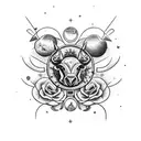 gladiator with taurus constellation and roses tattoo design idea