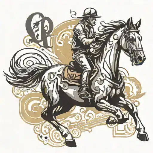 horse running and ck initial tattoo design idea
