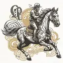 horse running and ck initial tattoo design idea