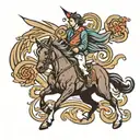 horse running and ck initial tattoo design idea