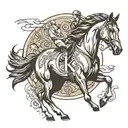 horse running and ck initial tattoo design idea
