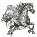 horse running and ck initial tattoo design idea