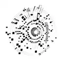 A music equalizer with binary code lines tattoo design idea