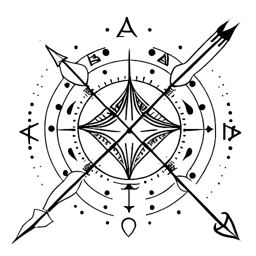 Arrow whit compass tattoo design idea