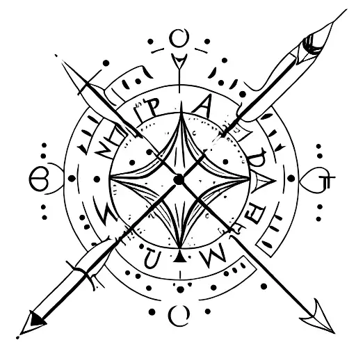 Arrow whit compass tattoo design idea