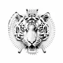 A fierce tiger playing tennis with a racket made of gears tattoo design idea